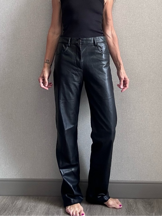 Zara Pants - Zara Black Faux Leather Straight Leg Pants Jeans S